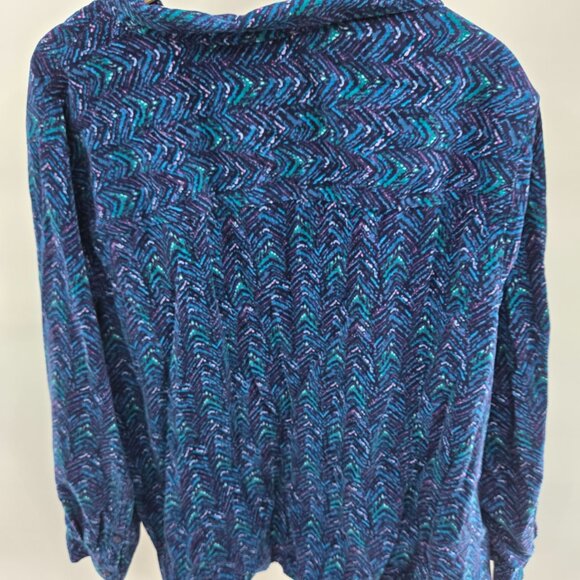 Catherines Blue Purple Corduroy Chevron Long Sleeved Button Down Top 3x 26/28 - Picture 2 of 10